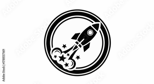 Dynamic rocket launch icon symbolizing innovation, progress, and ambitious ventures ready for takeoff into the future.