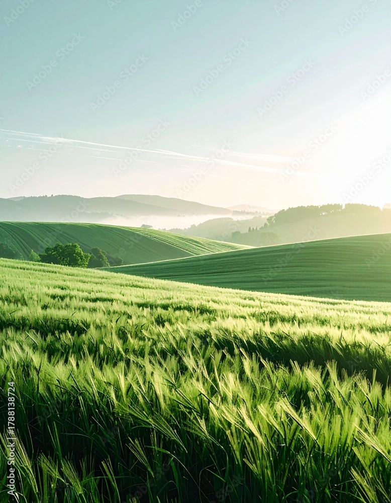 Fototapeta premium Green Field Minimal Nature Aesthetic Mobile Wallpaper