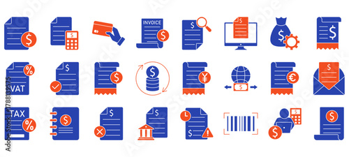 invoice Line Editable Icons set. Vector illustration in modern thin line style icons Isolated on transparent background.
