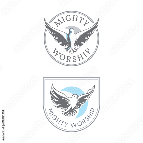 Fully Editable Vector logo template with minimal but illustrative dove icon suitable for Church ministry or religious organization or non-profit or any other related digital or print media
