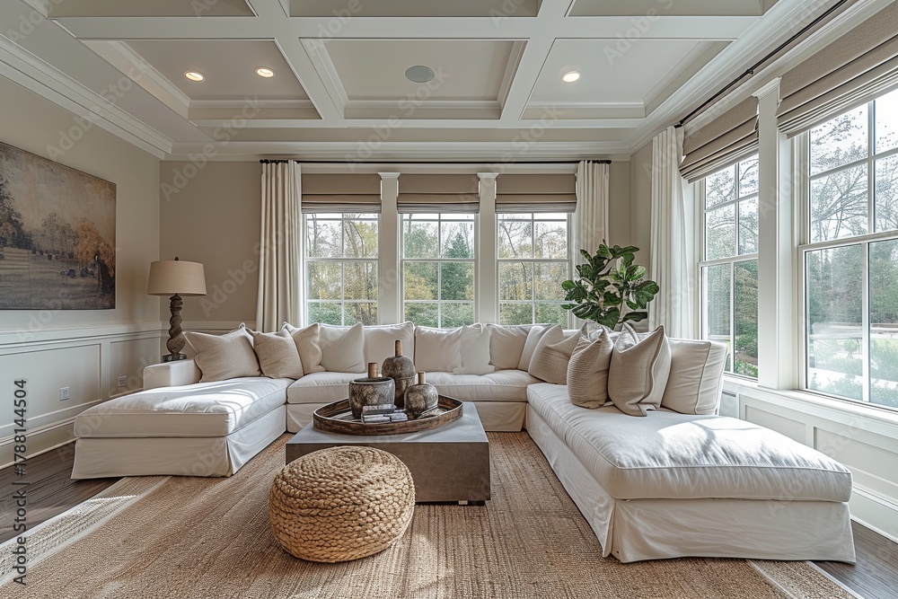 Fototapeta premium Classic Living Room With White Sofa