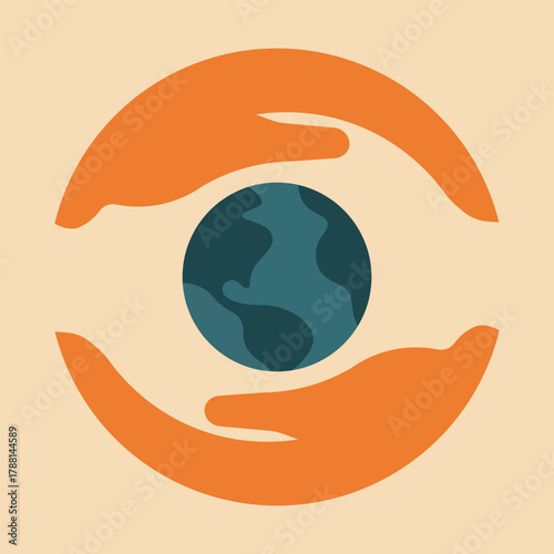 Save Earth Vector Illustration — Minimal Hands Protecting Planet Design