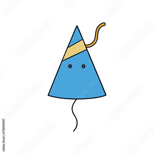 Simplified cartoon blue party popper illustration icon graphic