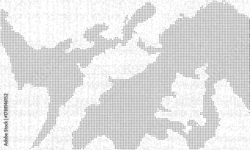 Abstract world map mosaic of harlequin circles and squares, a vector illustration of the globe for global travel and business geography