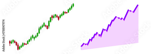 Set of 3d business graph. Bar Chart. Rising prices for purchase and sale tokens. Investment trusts REITs. Candlestick. Cryptographic. Crypto. Stick index. World stock market indices. Interface Element