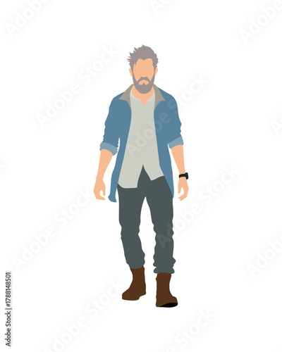 Flat vector people and illustration, man with casual outfit