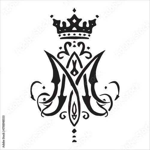 Majestic Monogram M With Ornamental Crown