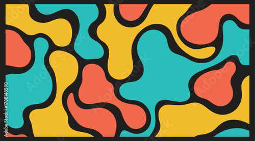 Abstract organic shapes pattern with warm and cool colors