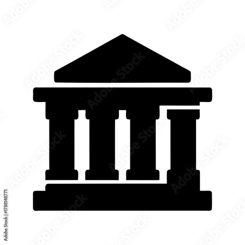 Classical bank building icon representing finance and justice Vector, illustration