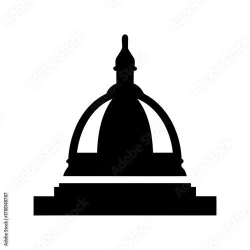 Iconic government building dome silhouette on white background Vector, illustration