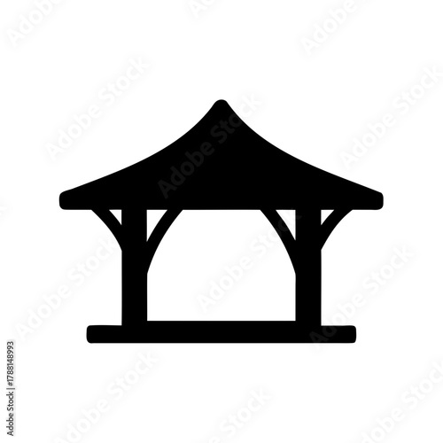 Garden gazebo silhouette icon vector illustration on white Vector, illustration