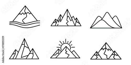 mountain icon peaks and landscapes collection