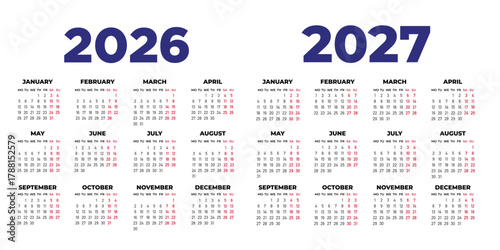 Tableau sur toile calendar 2026 2027