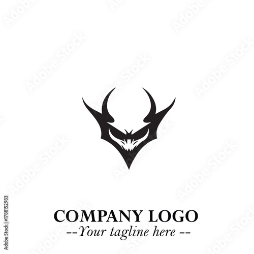 Head of Vampire Logo Symbol in Black on the White Background with Gothic Horror Vector Design
