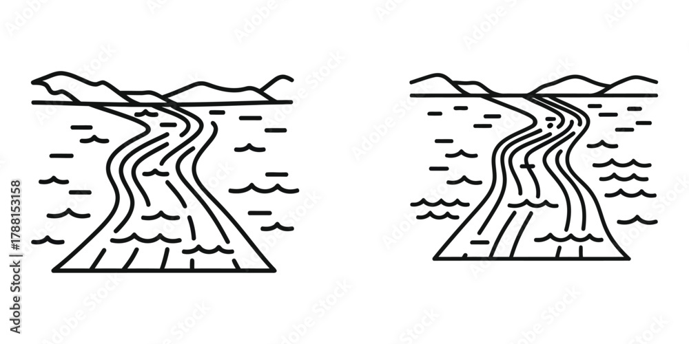 Fototapeta premium River icon line art vector illustration design