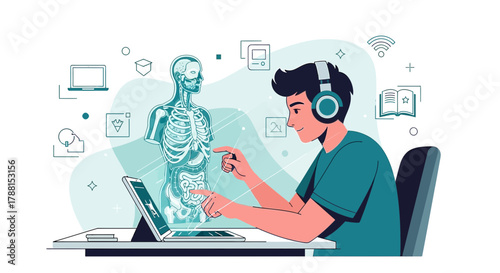 Interactive learning and healthcare technology integration with virtual human anatomy study