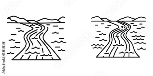 River icon line art vector illustration design