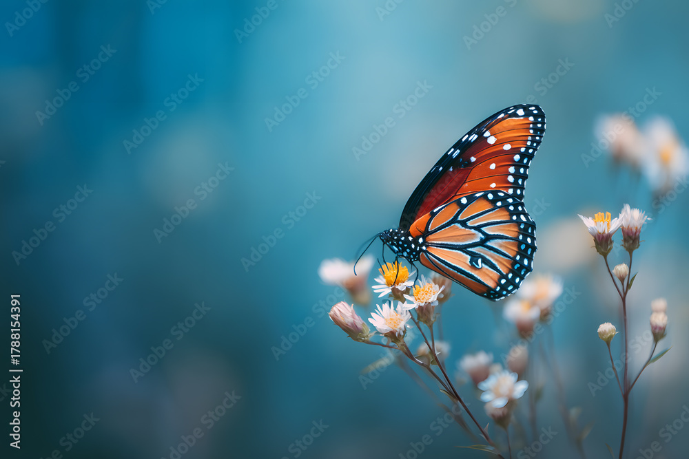 Fototapeta premium a butterfly is sitting on a flower