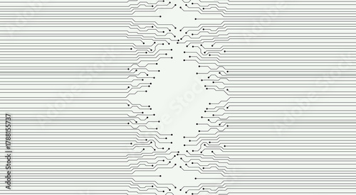 Printed circuit board black and white computer technology seamless pattern. 