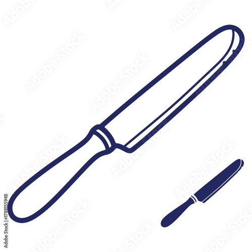 Elegant Butter Knife Illustration for Culinary Art and Kitchenware Designs Minimalist Line Art Style Presentation with Smooth Curves