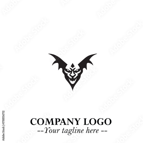 Head of Vampire Logo Symbol in Black on the White Background with Gothic Horror Vector Design