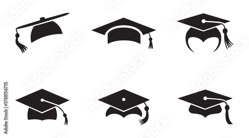 Academic graduation cap icon set