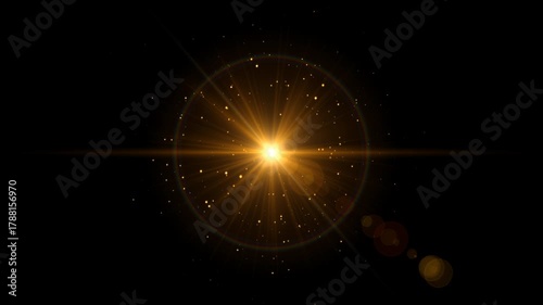 sun light flare golden dust glitter shining stars and lens flare alpha channel animation, new year and christmas,isolated social media motion design element	