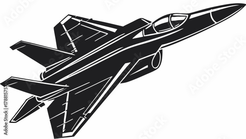 Dynamic fighter jet soars powerfully through the sky, vector illustration with a transparent background
