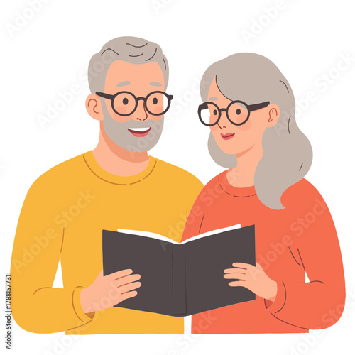 Senior couple in a ritual moment. Senior couple during ritual. Older partners in a quiet ceremonial pose. Senior pair in intimate ritual. Elderly set