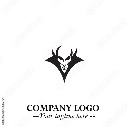 Head of Vampire Logo Symbol in Black on the White Background with Gothic Horror Vector Design