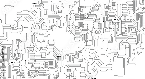Circuit Board Technology Information Pattern Concept Vector Background. Data Infographic Design Illustration. 