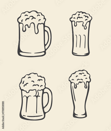 set of mug of beer illustration
