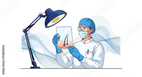 Medical Professional Examining Hair Follicles for Dermatological Research and Treatment Solutions