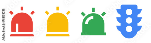 Emergency Light and Traffic Vector Icons