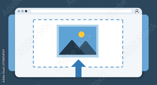 Web browser displaying a landscape picture with a bright sun in the sky above mountains