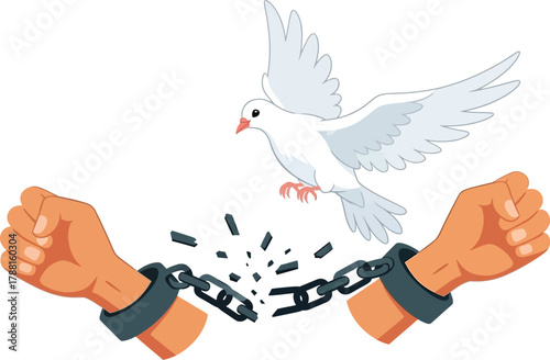 Symbol of Freedom and Hope with Dove Soaring Above Broken Chains, Perfect for Campaigns, Political Movements and Social Justice Advocacy