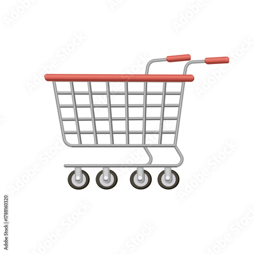 Empty Shopping Cart. Metal Trolley for Grocery Shopping. Supermarket Shopping Cart. Shopping basket.