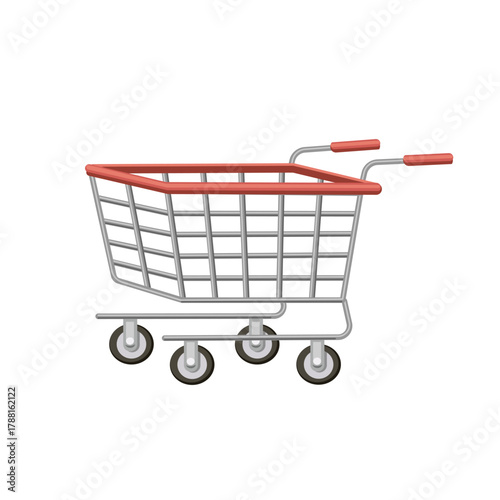 Empty Shopping Cart for Retail and Groceries. Classic Wire Shopping Trolley. Store Shopping Trolley Icon.