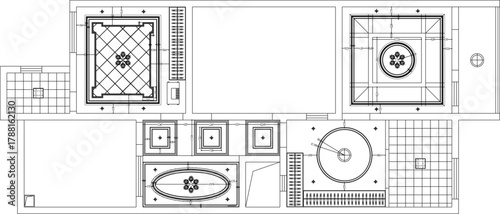 Vector sketch illustration of a simple house roof ceiling plan design silhouette with scale size