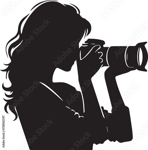 silhouette of a woman with camera