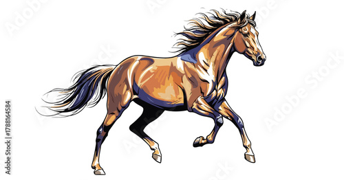 Cool illustration of a powerful horse in dynamic style