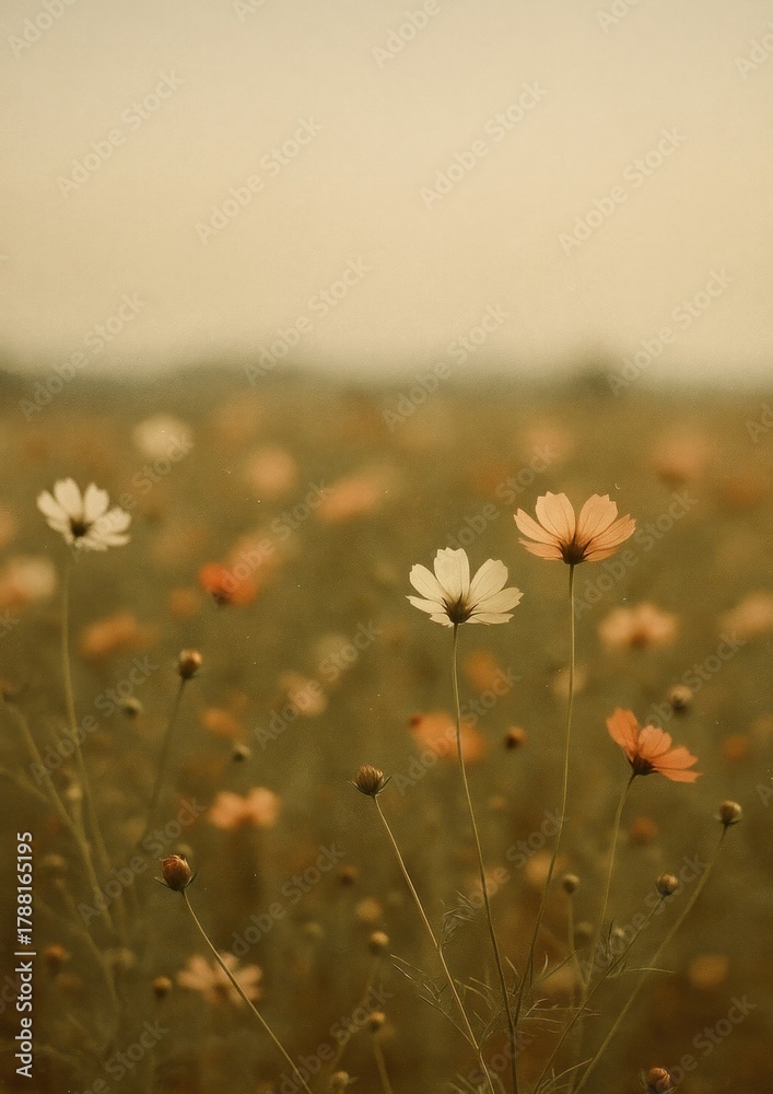 Naklejka premium Serene floral field wallpaper