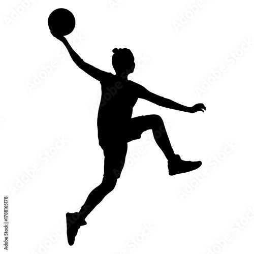 Silhouette of a Woman Basketball Player
