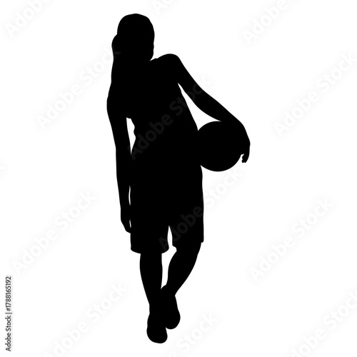 Silhouette of a Woman Basketball Player
