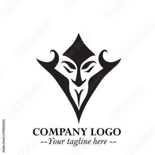 Head of Vampire Logo Symbol in Black on the White Background with Gothic Horror Vector Design