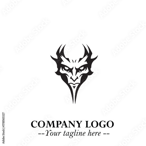 Head of Vampire Logo Symbol in Black on the White Background with Gothic Horror Vector Design