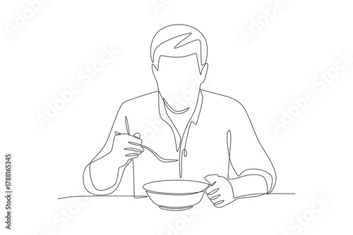 Business men having lunch. Business lunch concept one-line drawing