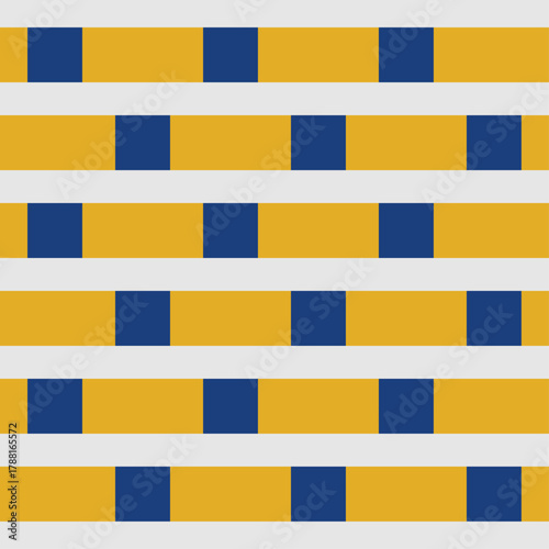 bold geometric seamless pattern of a horizontal stripe effect in deep blue and mustard yellow on a light gray grid clean design with a strong modern preppy athletic feel vector