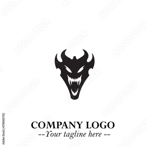 Head of Vampire Logo Symbol in Black on the White Background with Gothic Horror Vector Design
