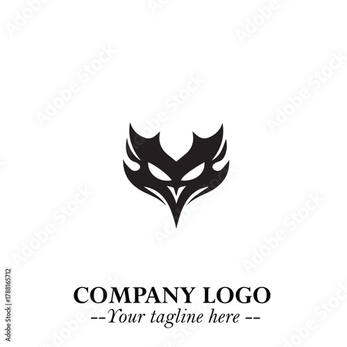Head of Vampire Logo Symbol in Black on the White Background with Gothic Horror Vector Design